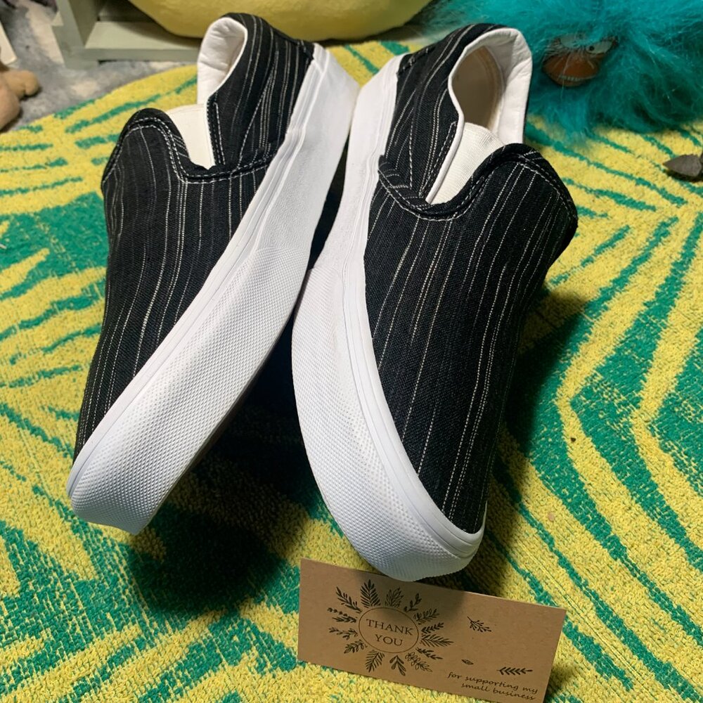 Men's Size 11.0 VANS Era Style Slip-On Shoes Static Black Design Very Clean